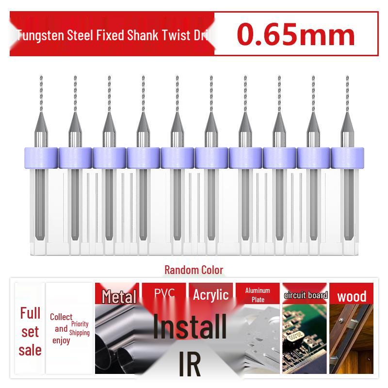 PCB Tungsten Steel Micro Twist Drill Set, 0.2-3.0mm, Fixed Shank