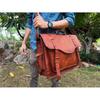 18 Inch Large Retro Full Grain Genuine Hunter Leather Laptop Messenger Bag Office Briefcase College Bag Portfolio for Womens Day Gift