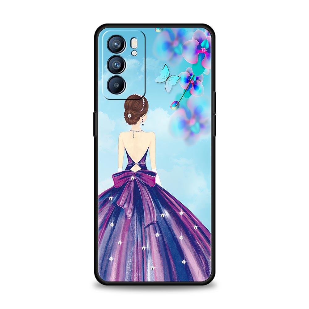 Модный красивый чехол-платье для девушки на вечер для Oppo Reno14 Reno13 Reno12 11 F 10 Find X5 X9 Pro A54 5G A53 A9 A78 4G A80 A98