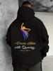 Men'S Christian Dance Graphic Pullover Hoodie for Outdoor Enthusiasts Black Soft Blend Loose Fit Vintage Y2K Streetwear Sweatshirt