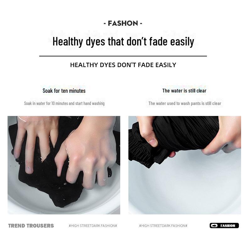 Мужские черные широкие повседневные брюки на весну и лето