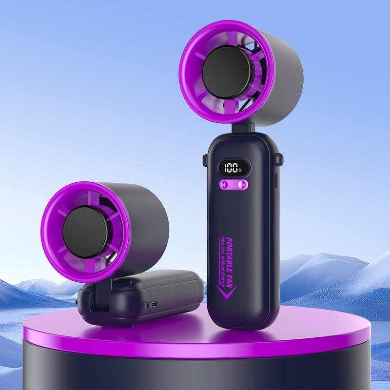 2026 High-Speed Rechargeable Handheld Turbo Fan with Digital Display - Portable Outdoor Use