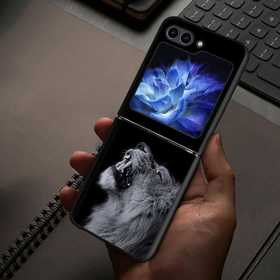 Крутой чехол Лев для Samsung Galaxy Z Flip 7 6 5 4 3 Flip4 Flip7 FE Flip6 Flip3 Flip5 Задняя крышка телефона Funda