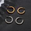 18K Gold Multi-Strand Twisted Titanium Steel C-Shaped Earrings for Women