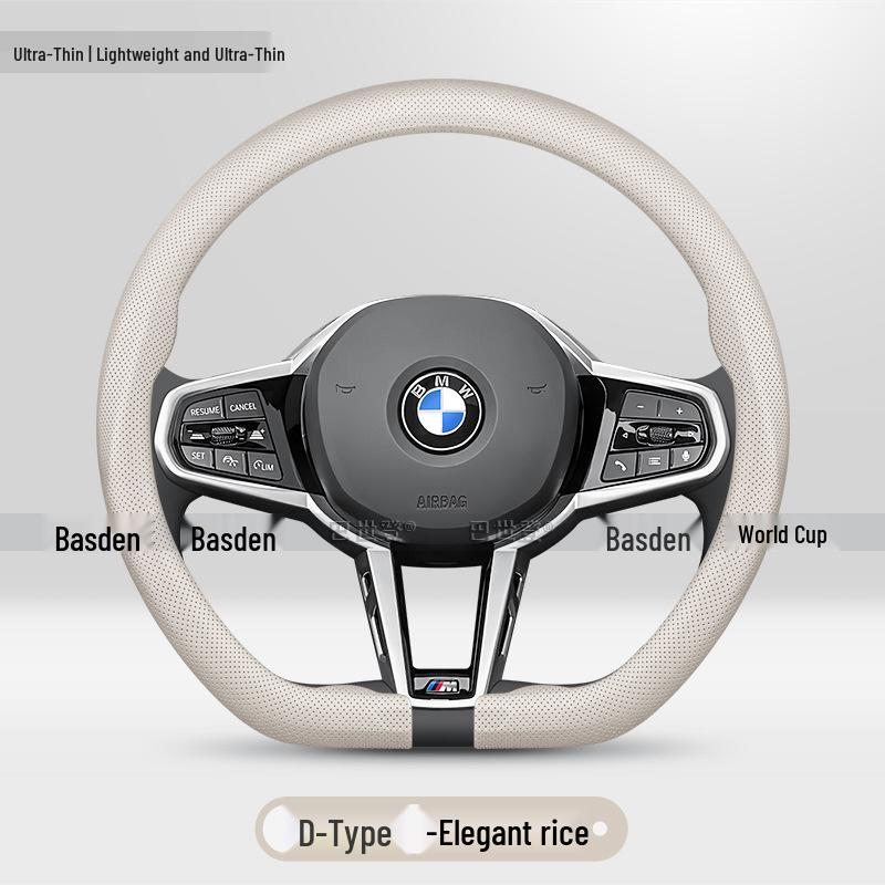 BMW Genuine Leather Steering Wheel Cover - Fits 1, 2, 3, 4, 5, 7 Series & X1-X6 Models
