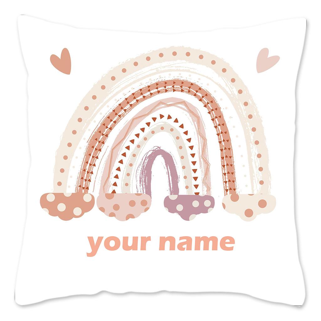 Rainbow Print Custom Cushion Cover Adult Children Personalized Name Customize Pillowcase Home Housewarming Birthday Gifts