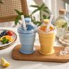Folding Ice Ball Maker Cup with Straw, Food Grade Silicone Reusable Ice for Summer Outdoor