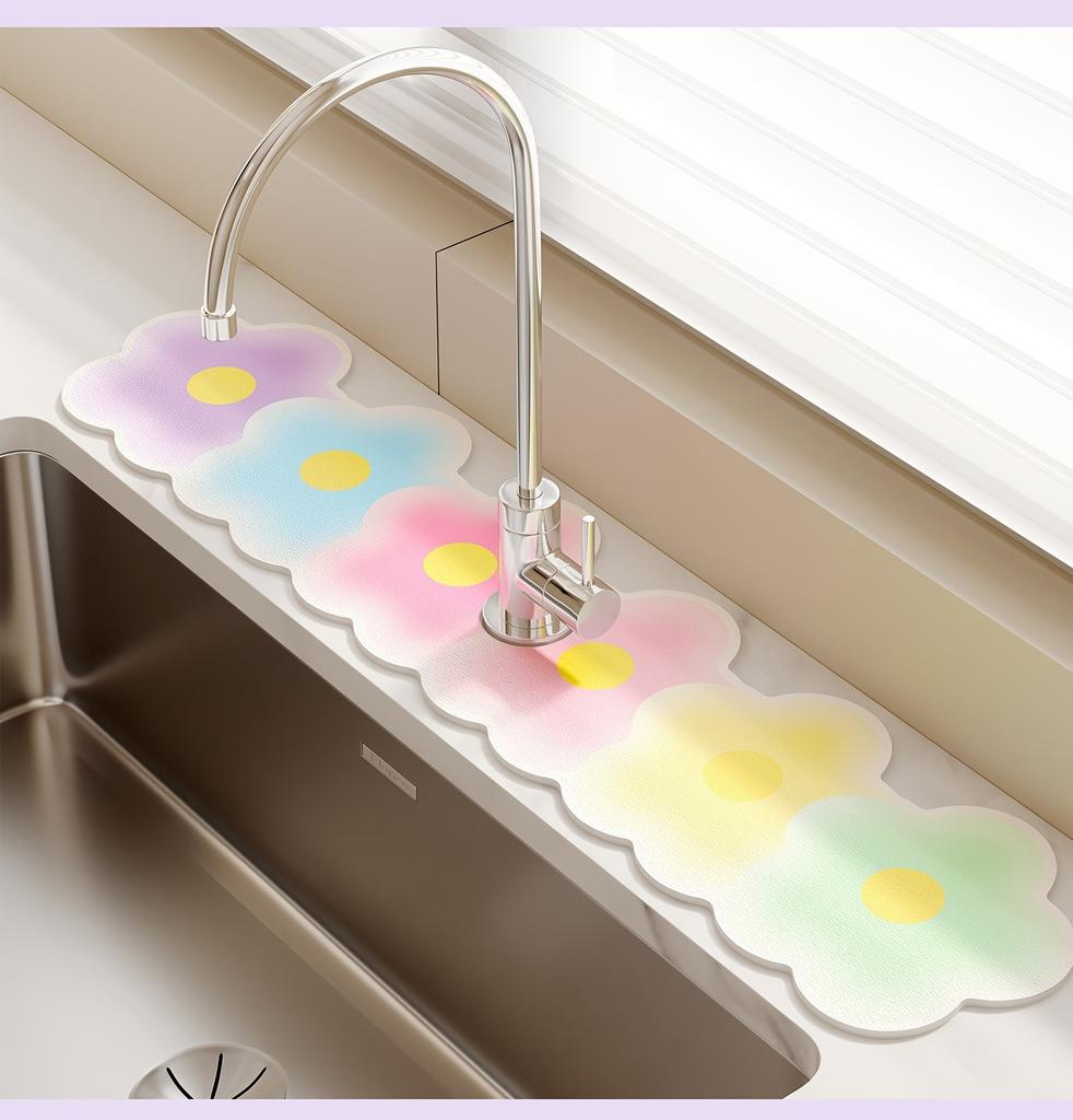 1 шт. Быстросохнущая защита от брызг на кран - впитывающий коврик, вырезаемый по размеру, для кухонных и ванных раковин, не требующий электропитания