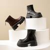 Британские ботинки Martin на толстом каблуке и толстой подошве женские одинарные ботинки осень-зима ретро кожаные эластичные бархатные тонкие хлопковые ботинки короткие ботинки