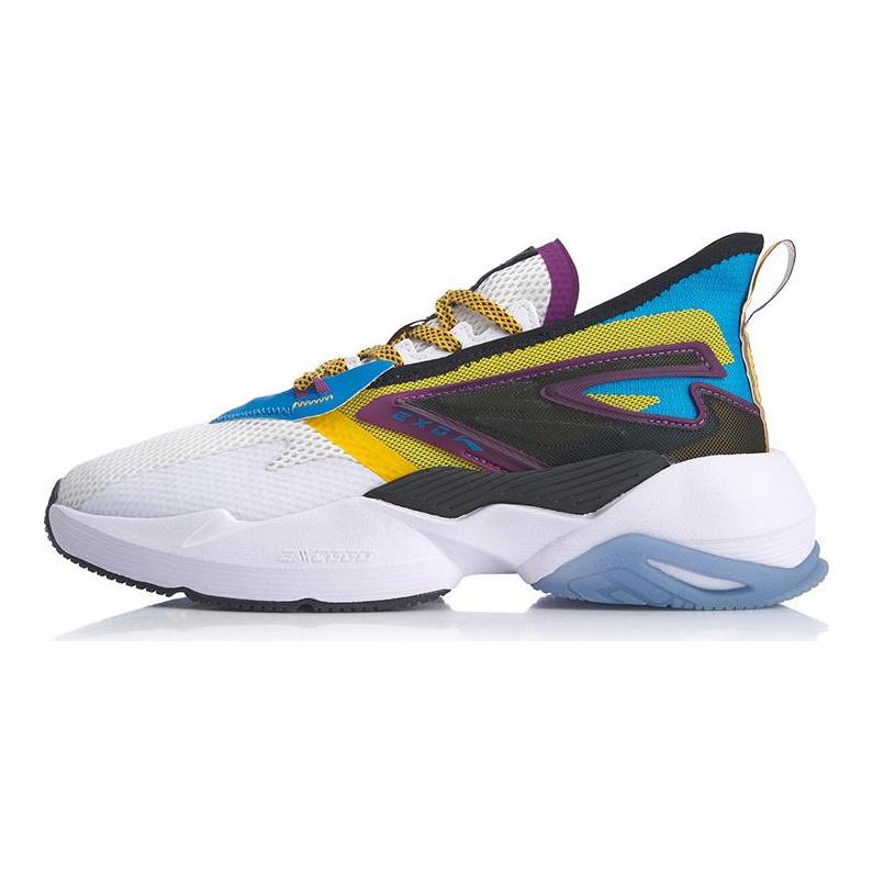 Li Ning Transcend Нескользящие износостойкие низкие беговые кроссовки мужские Бело-синие AGLQ029-3