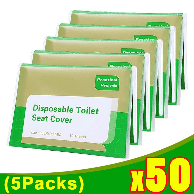 100-10 шт одноразовые чехлы для сидений унитаза разлагаемые чехлы для туалетных ковриков бумажные для портативных путешествий кемпинга отеля аксессуары для ванной комнаты