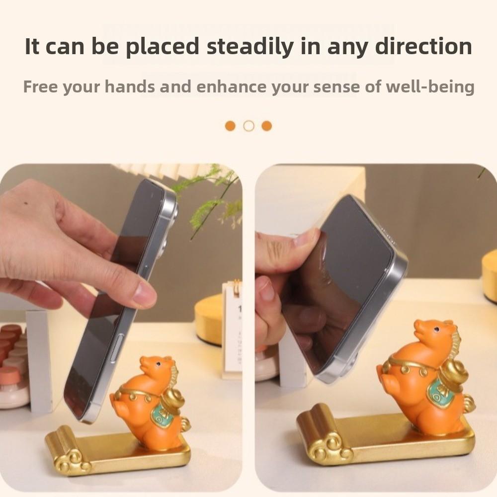 Resin Mobile Phone Stand Horse Mascot Cell Phone Bracket Zodiac Pony Phone Holder Desk Decor