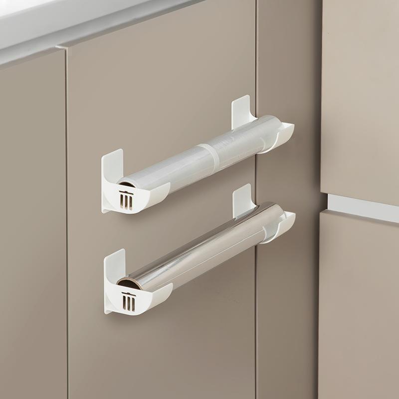 2/4Pcs Wall Mounted Plastic Trash Bag Holder Rack Self-Adhesive Storage Shelf Holder For Kitchen Bathroom Organizer