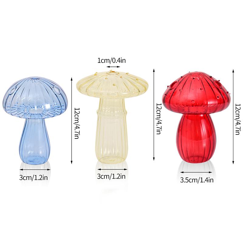 Стеклянная ваза-гриб для цветов, эстетичное украшение стола, ваза для цветов, горшок для растений-грибов, новогодний декор, украшение для дома и стола