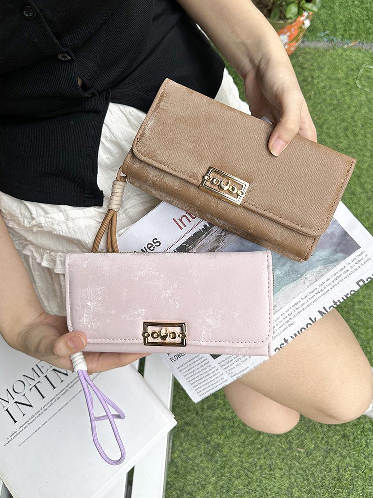 Women's Frosted Leather Tri-fold Clutch Wallet with Multi-card Slots