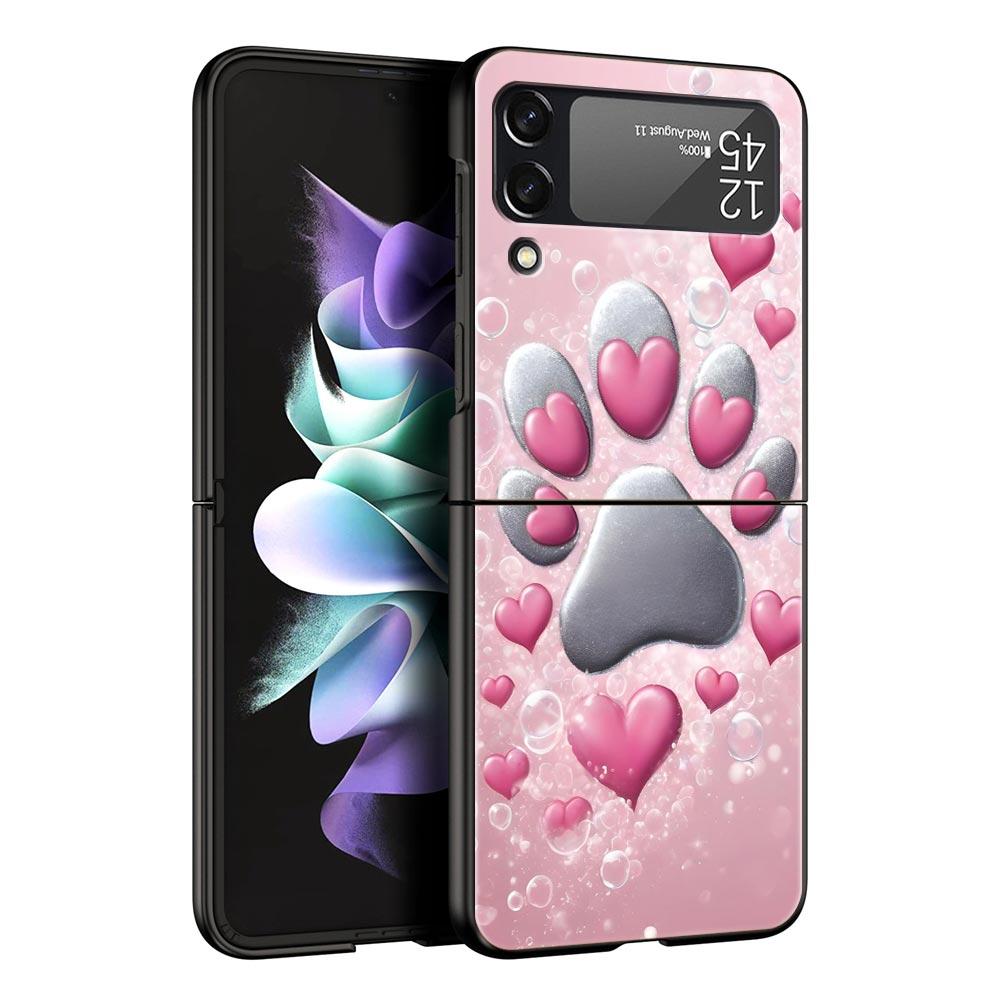 Эстетика отпечатка лапы собаки Жесткий ПК Чехол для телефона Для Samsung Galaxy Z Flip 7 6 5 4 Черная Крышка Для Galaxy Z Flip 3 Складной Fundas Сумка