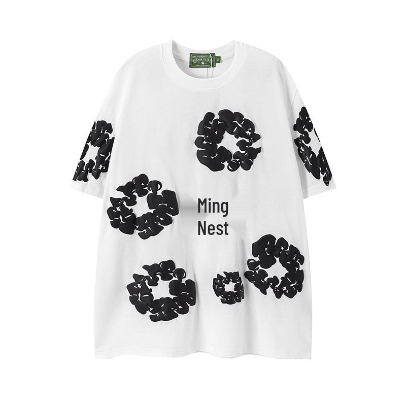 Джинсовые слезы Капок Пена Принт Американский стиль Комплект из толстовки и спортивных штанов для пары