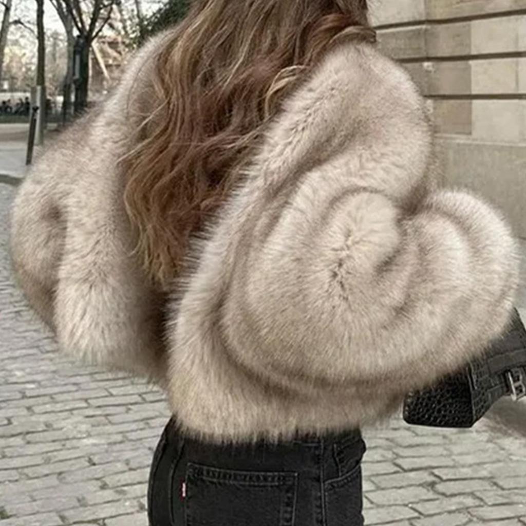 Женское модное теплое пальто с длинным рукавом однотонное меховое