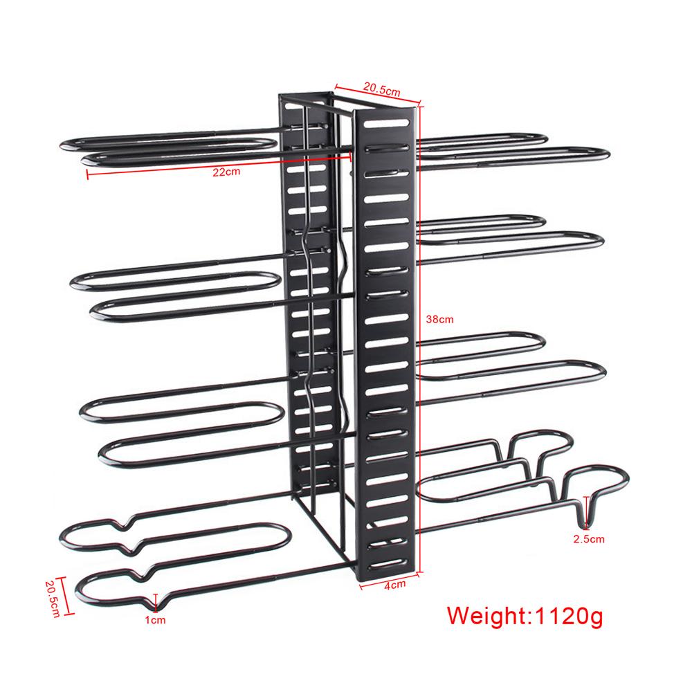 8-ярусная стойка-органайзер для сковородок и кастрюль, многослойная, из железной проволоки, двусторонняя, регулируемая, для хранения крышек, кухонный инструмент