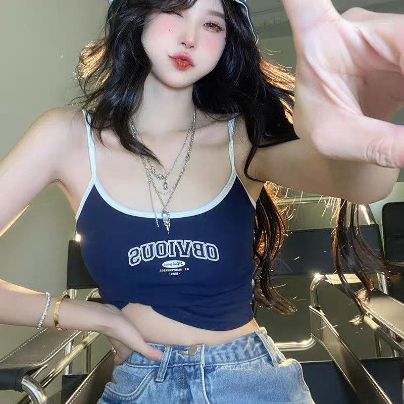 Alphabet Spice Sports Camisole Girly Girl с бюстгальтером-прокладкой под майкой, чтобы предотвратить обнажение и носить короткий топ