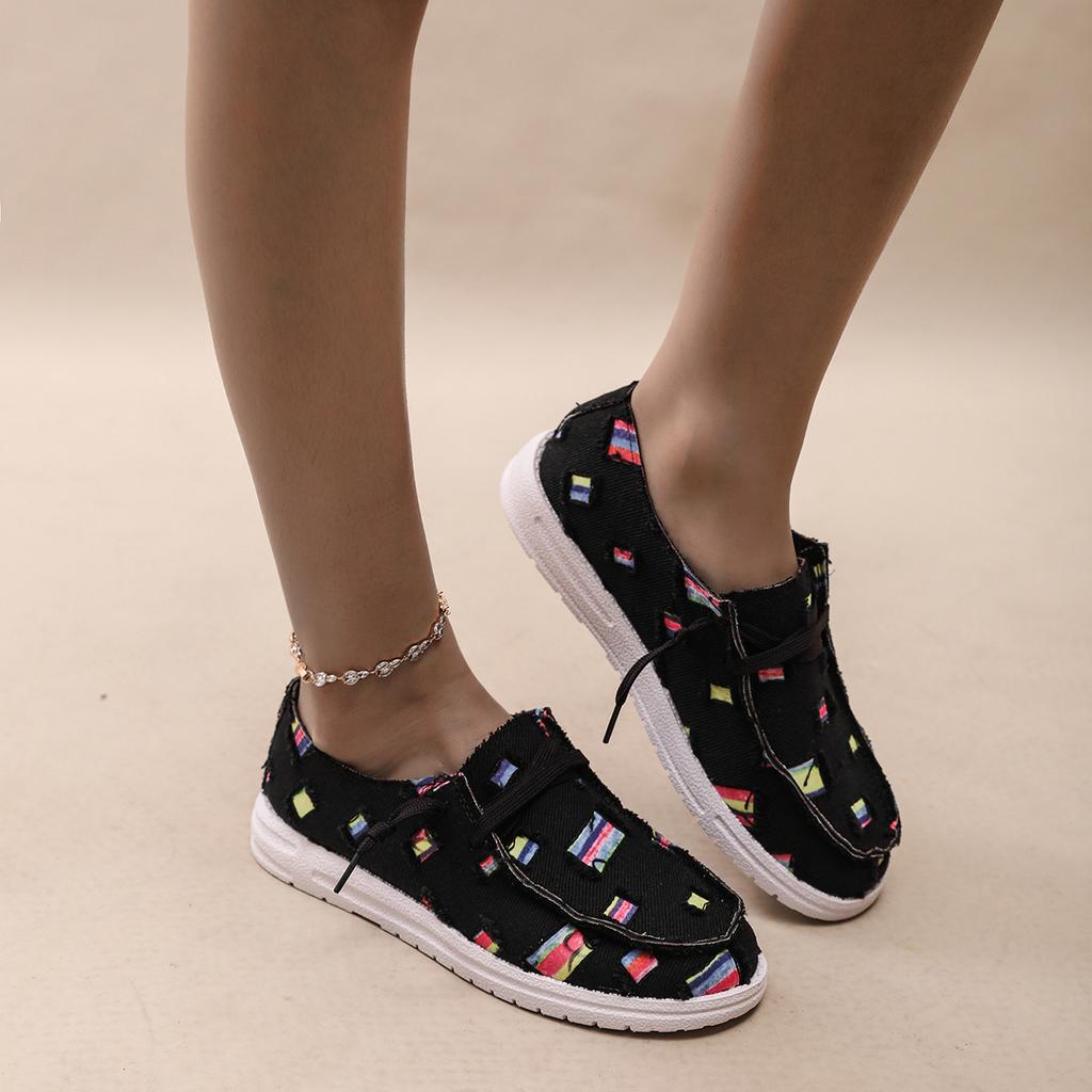 2025 осень и зима новые модные повседневные легкие женские туфли большого размера с принтом 43