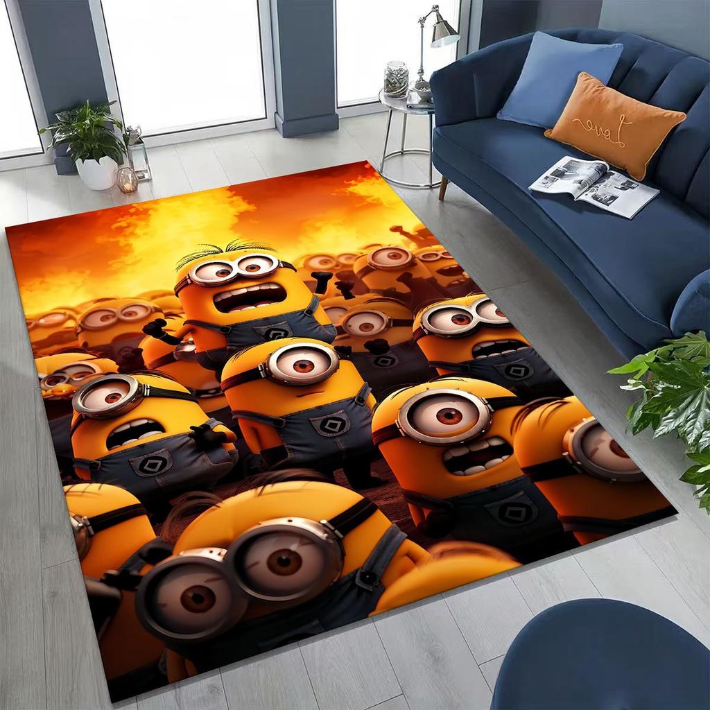 3D Cartoon Minions Despicable Me Rug for Bedroom Living Room Sofa Home Doormat Decor, Large Kids PLAY Non-slip Floor Mat Gift