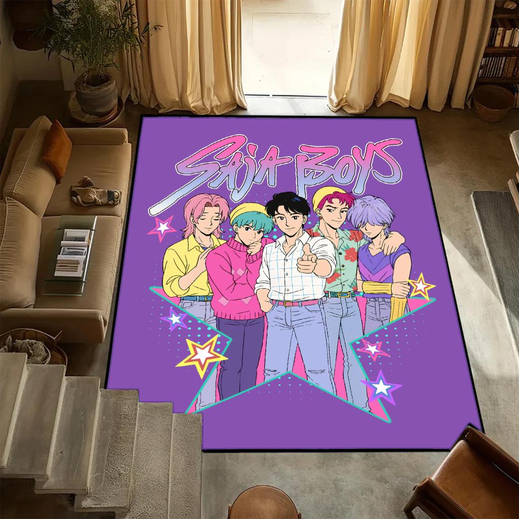 D-Demon H-Hunters Carpet K-POP Flannel Rug Bedroom Decor Kid Nonslip Carpet Floor Mat Surface Comfortable Carpet Birthday Gift