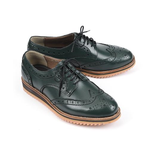 Roshoeman 7035 Зеленые мягкие туфли с крылом