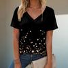 Women's V-neck floral butterfly print T-shirt short sleeved