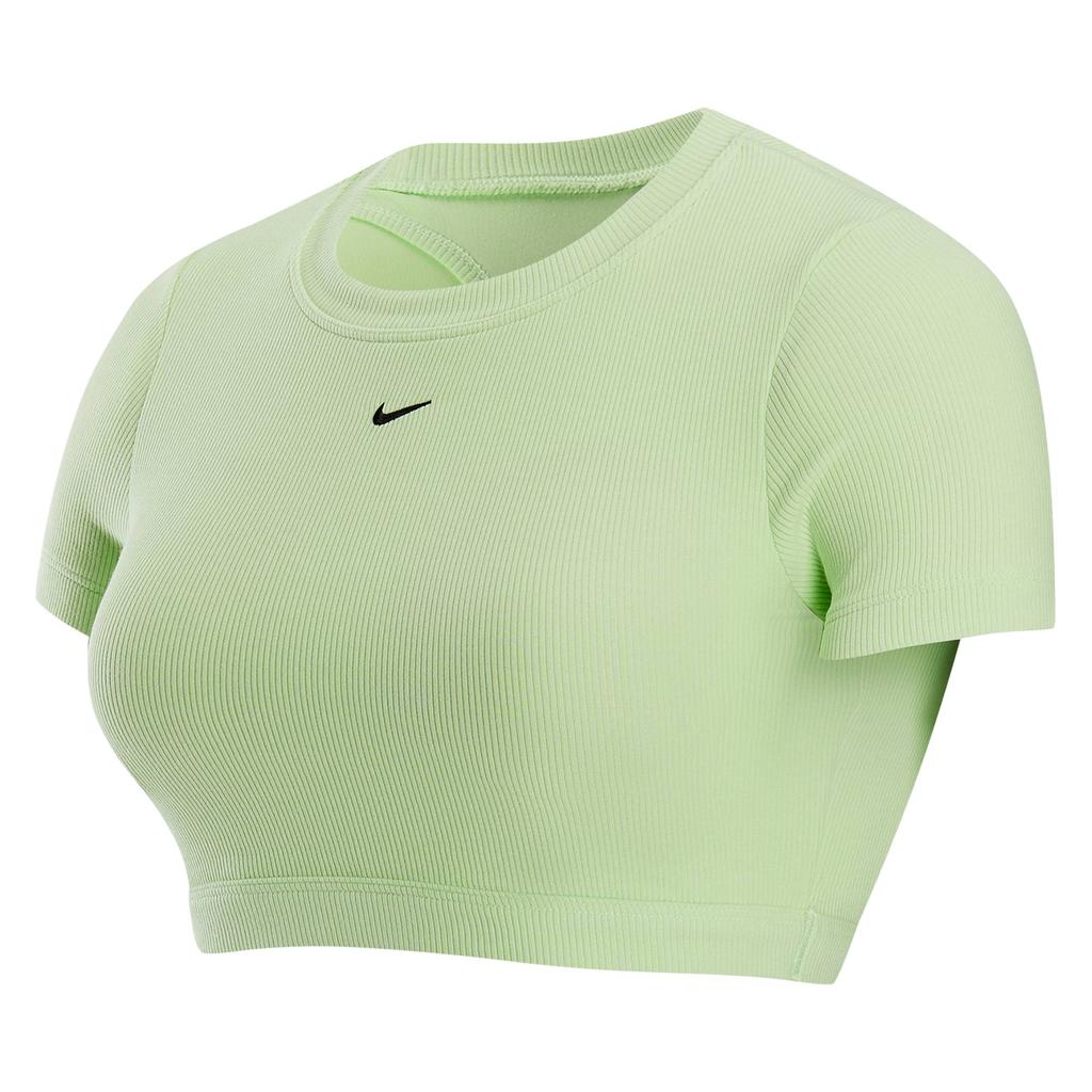 Nike Классическая спортивная одежда Простая однотонная удобная футболка с коротким рукавом Женские топы Светло-лаймовый черный HF5418-360