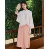Sishuinianhua Elegant Long-Sleeve Top & Mid-Length Skirt Set