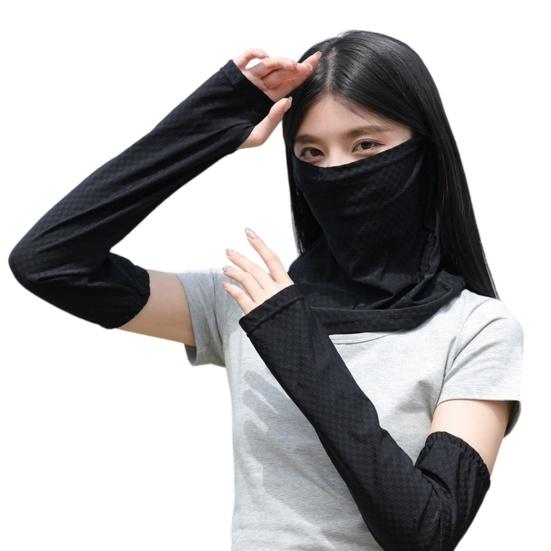 Набор из 2 шт. Защита лица и нарукавники, Полная защита лица, шеи и ключиц, Охлаждающая ткань из ледяного шелка, Защита лица от солнца для женщин, для езды на велосипеде на открытом воздухе