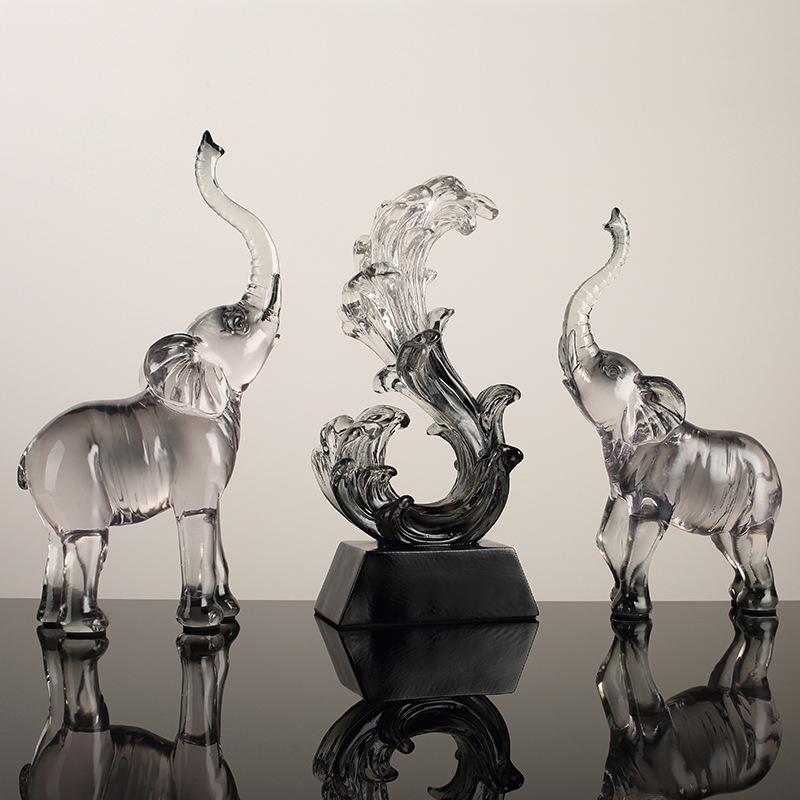Light Luxury Transparent Wealth-winning Elephant Ornaments TV Cabinet Wine Cabinet Entrance Living Room Decorations Booming Gift