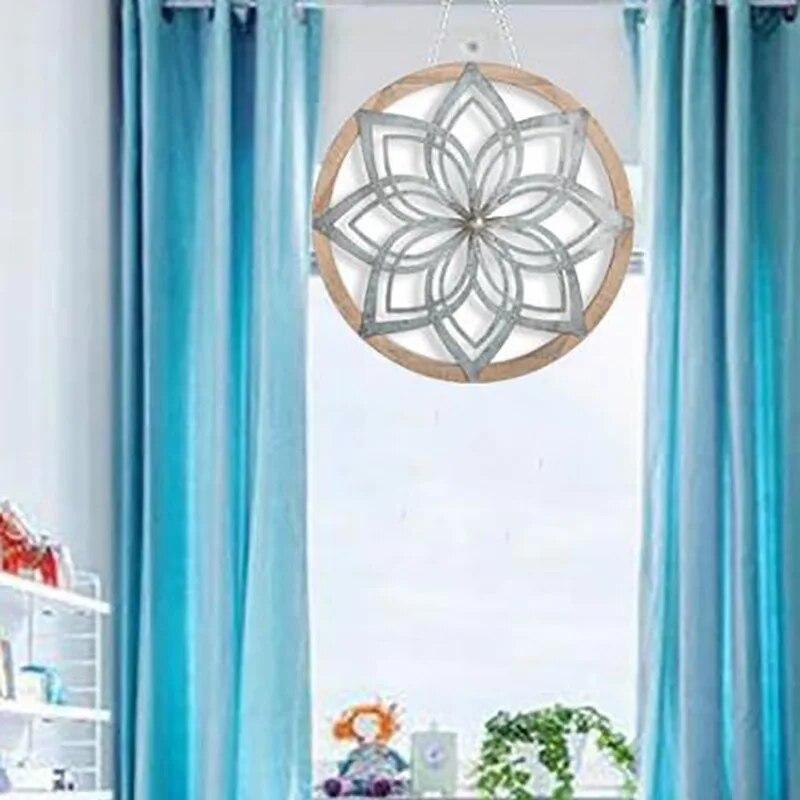 Simple Vintage Round Wooden Pendant Diamond Wall Hanging Pattern Wall Decoration Home Room Acrylic Soft Decoration Home Decor