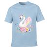 Pastel Swan Floral Butterfly Waterco Unisex Summer Washed Tee Loose Distressed Top