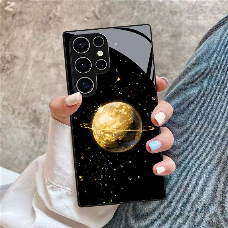 Чехол для телефона Стеклянный ТПУ Чехол для телефона для Samsung Galaxy S26 S25 S24 S23 S22 S21 FE, Ultra, Plus Ударопрочный Планеты и Вселенная
