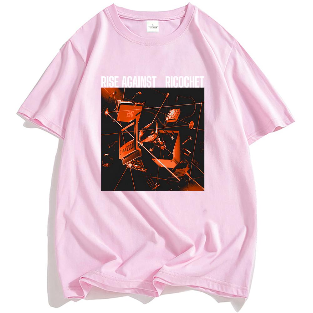 Футболка с обложкой альбома Ricochet RISE AGAINST Футболки рок-группы Повседневная футболка с коротким рукавом для мужчин Унисекс Хип-хоп Уличная одежда Мужские футболки