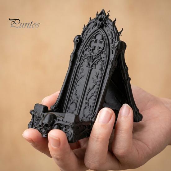 Подставка для мобильного телефона на стол, 3D-печатная подставка в виде готического окна, Винтажный органайзер с рельефом черепа и лозы, Подставка в нишевом темном стиле, Подарок, Держатель для телефонов в стиле Academia,