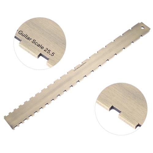 Guitar Fretboard Ruler, Measuring Tool, Dual Scale, 24.75 Notched Fretboard Straight Edge, Luthier Tool for Guitar Neck Leveling, Durable Stainless St