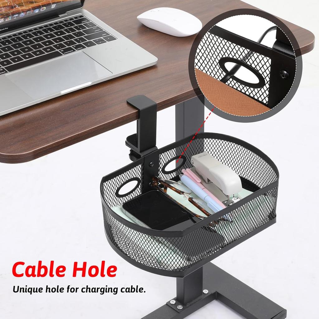 Under Desk Storage Drawer Organizer, Clamp on Under Table Shelf Hanging Desk Mount Tray Attachable Drawer Basket for Home Office Desktop Clutter