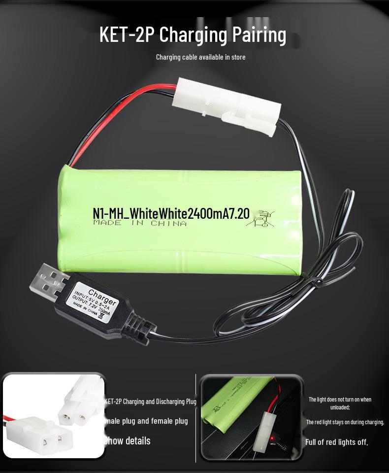 7.2V 2400mAh Ni-MH Rechargeable AA Battery Pack for Remote Control Toys