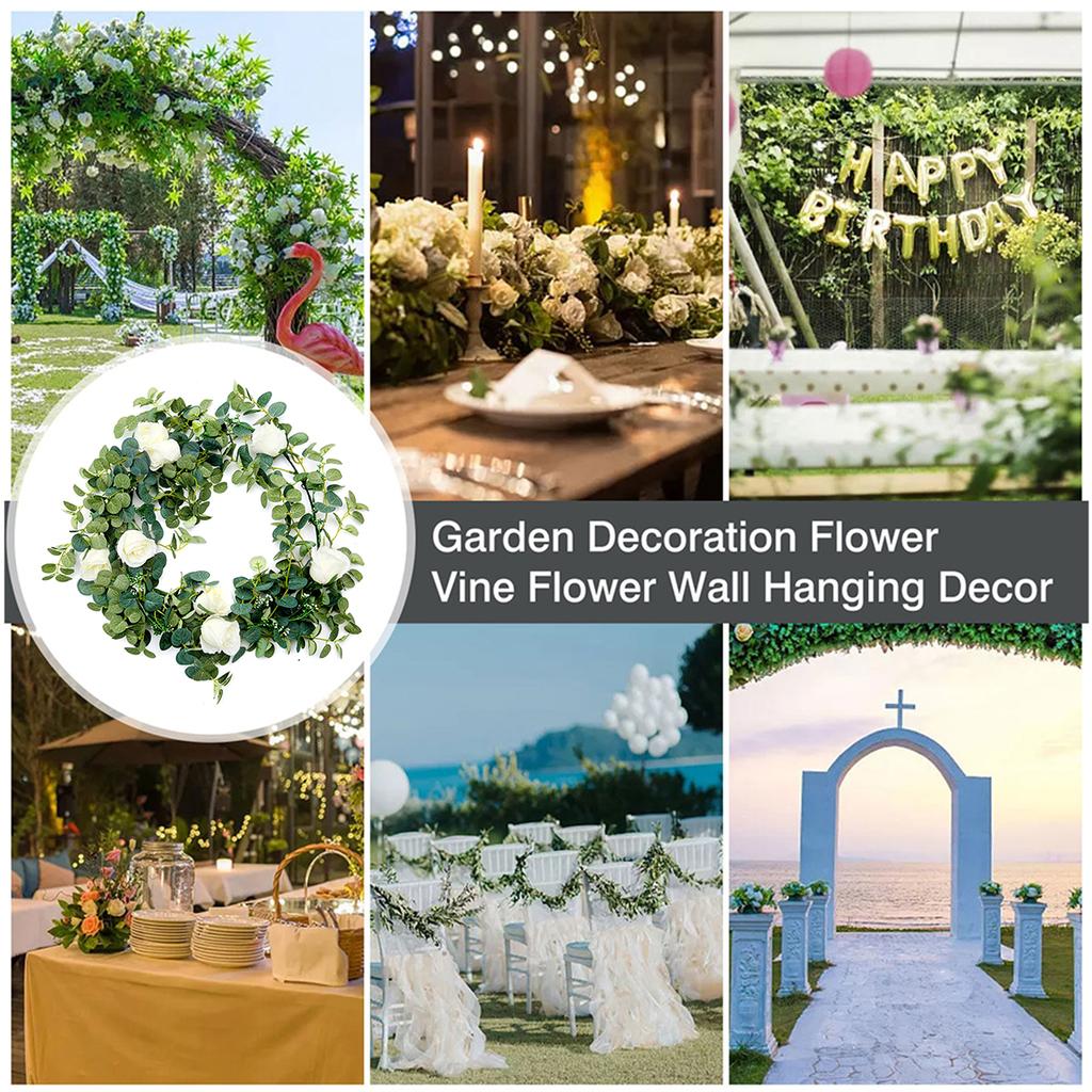 180 Cm Artificial Eucalyptus Vine Fake Rose Flowers Gypsophila Garland For Wedding Party Table Runner Decor Christma Wreath Arch