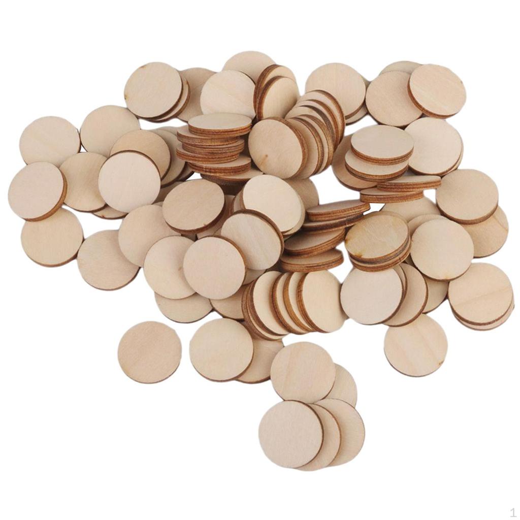 Plain Unpainted Wooden Round Embellishments Cardmaking DIY Handwerkliches Dekor - 100pcs 20mm
