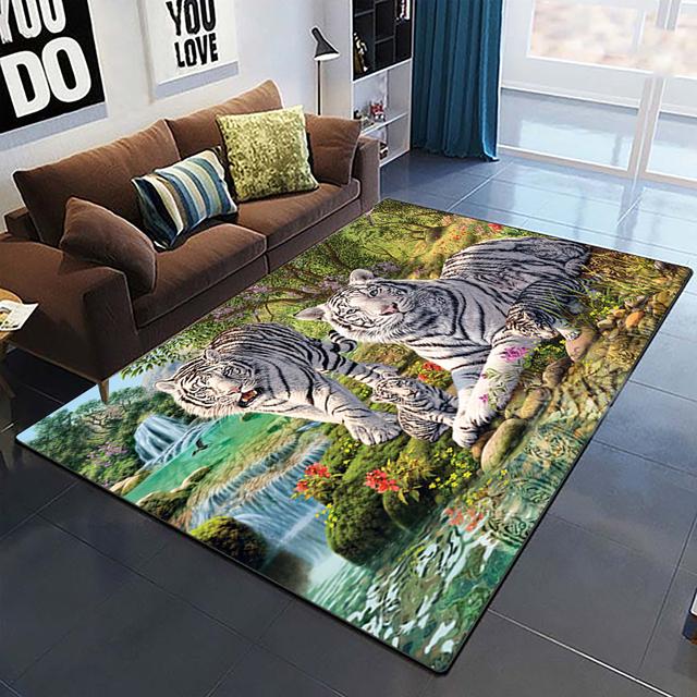 Art Domineering Tiger 3d Print Carpets For Living Room Bedroom Decor Carpet Soft Home Bedside Floor Mat Play Area Rugs Carpet