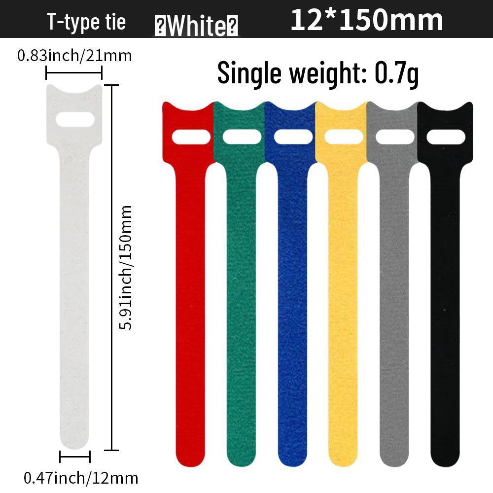 T-Type Magic Tape Cable Ties for Earphones, Data Cables, Organizers, and Network Cables with Back-to-Back Adhesive Straps.