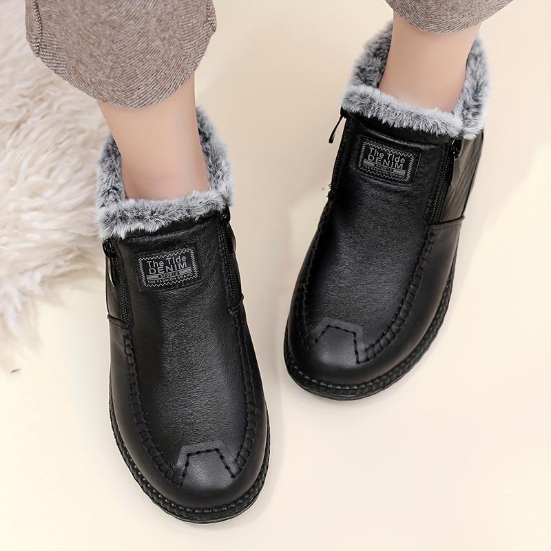 Женские зимние ботинки Нескользящая подошва Толстая амортизирующая стелька и Мягкая теплая зимняя обувь для пожилых женщин Зимние ботинки