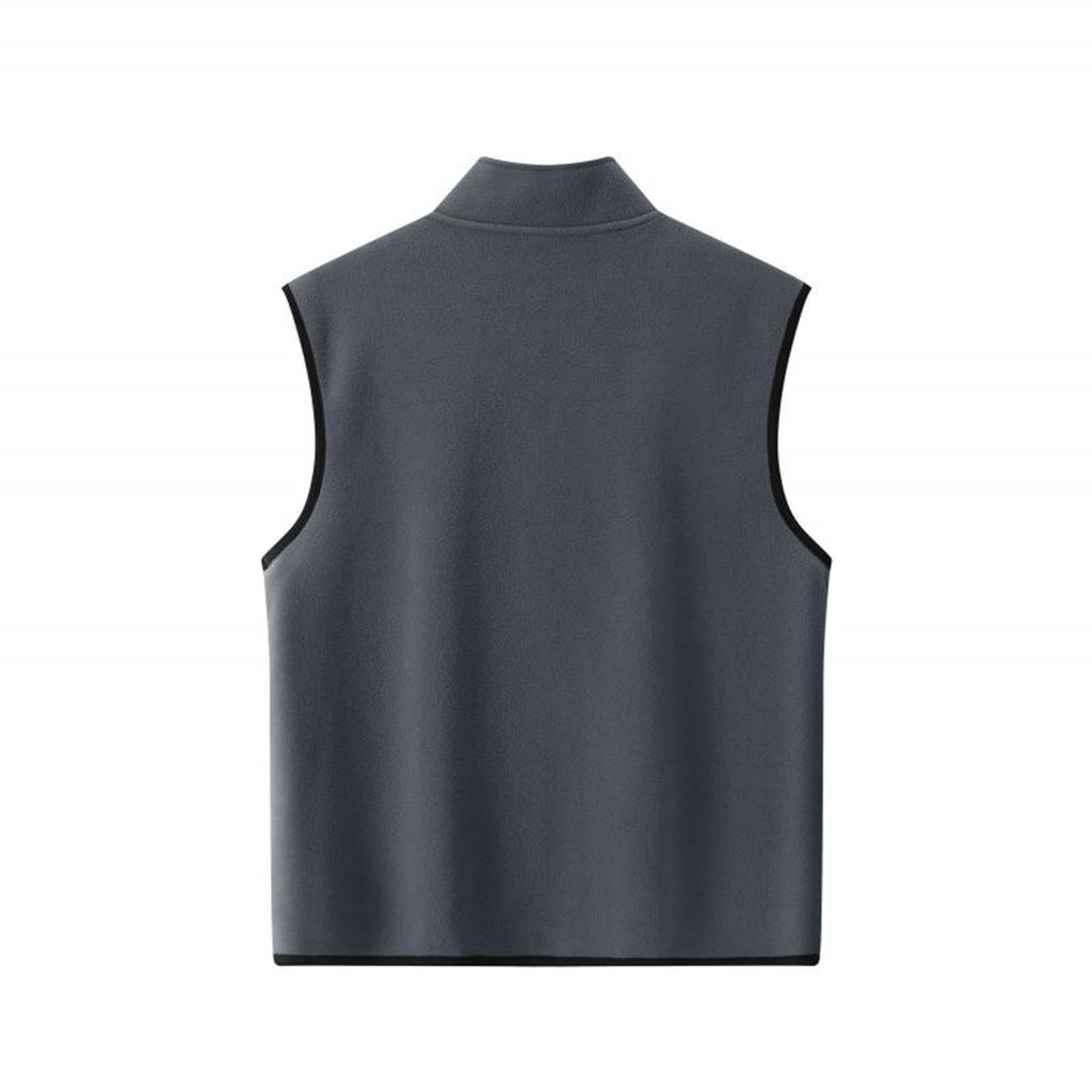 Мужская однотонная повседневная куртка на молнии, флисовый жилет со стойкой