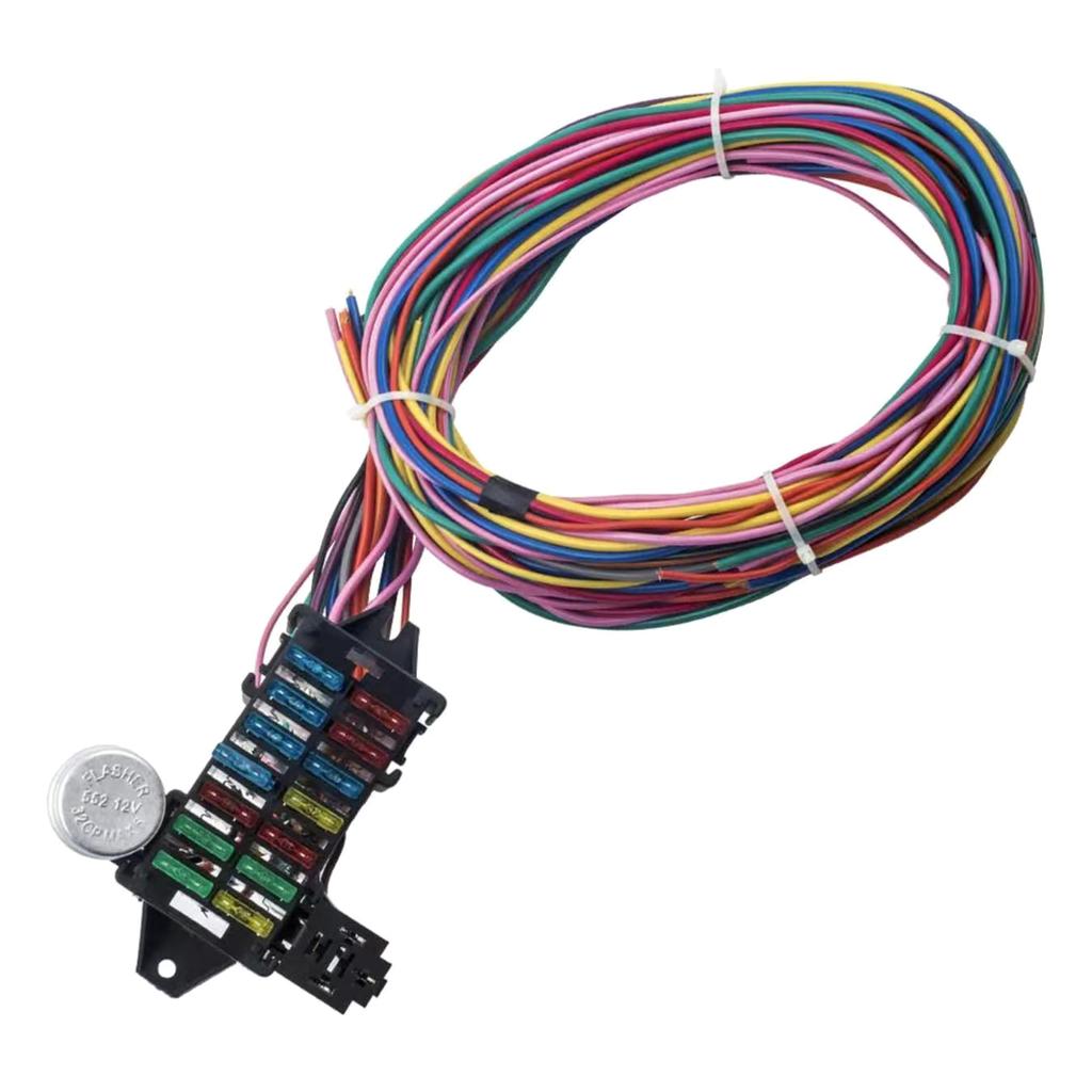 Универсальная 14-контурная проводка Маслкар Хот-род Стрит-род XL Провод 12 В Напряжение Комплект жгута цепи Инструмент для ремонта