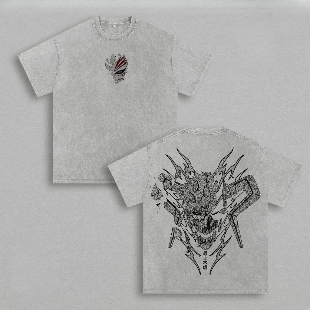 Hot Anime BLEACH T-shirt For Men Clothing Kurosaki Ichigo Vintage Washed T Shirt Summer Oversized Short Sleeve Polyester Tees Tops