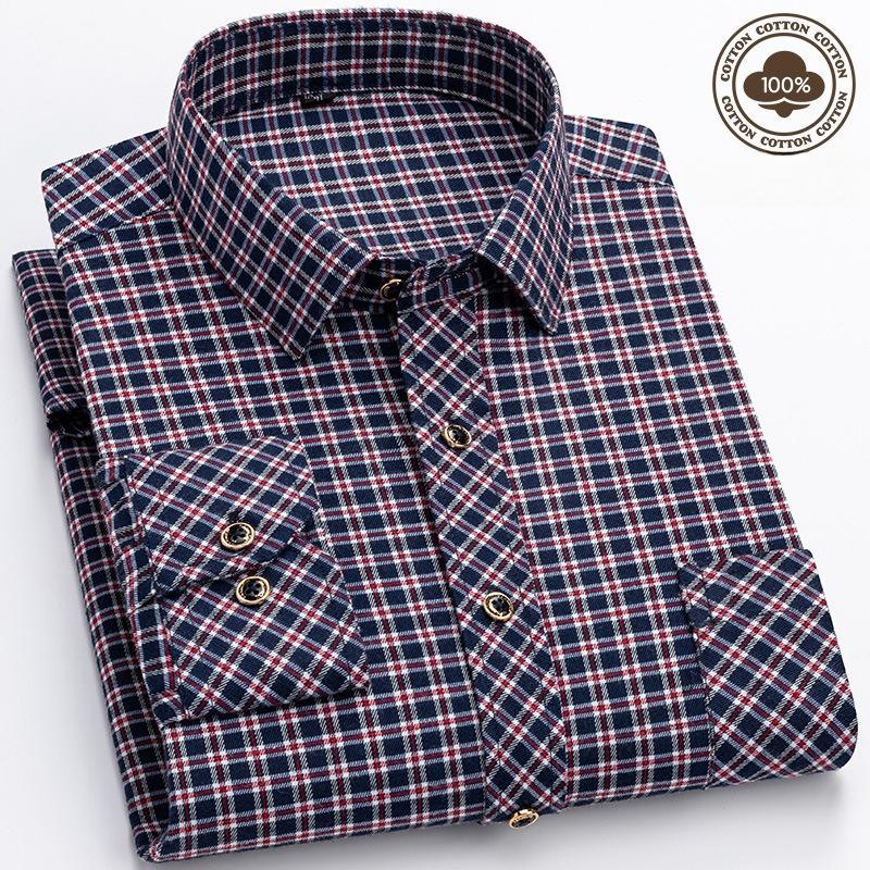 Фланелевые куртки-рубашки для мужчин, с длинным рукавом, стандартного кроя, на пуговицах, рабочие, верхняя одежда, мужская повседневная клетчатая тяжелая хлопковая рубашка с карманами